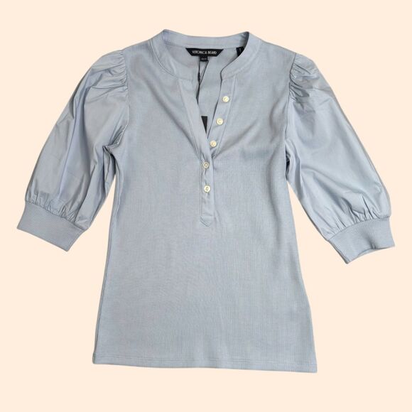 Veronica Beard Coralee Puff Sleeve Top - Picture 2 of 6